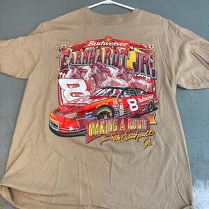 Vintage Dale Earnhardt Jr. Budweiser Racing T-Shirt - Tan & Red
